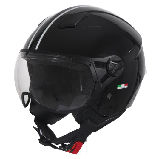 Helm vito jet moda glans zwart + zwarte voering